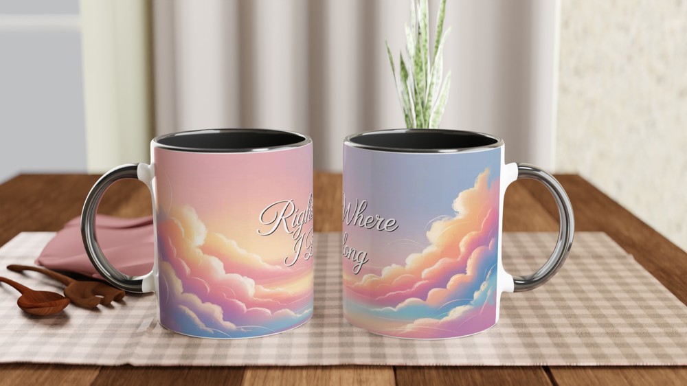 Right Where I Belong Pastel Cloud Sky Mug — view 9
