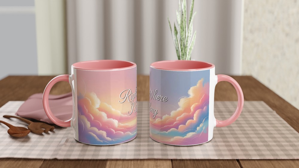 Right Where I Belong Pastel Cloud Sky Mug — view 6