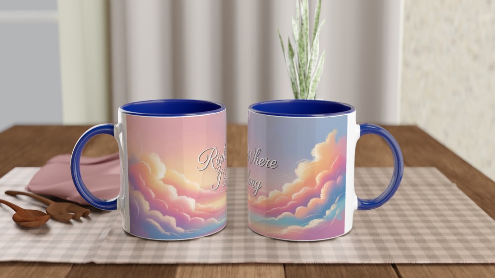 Right Where I Belong Pastel Cloud Sky Mug — view 4