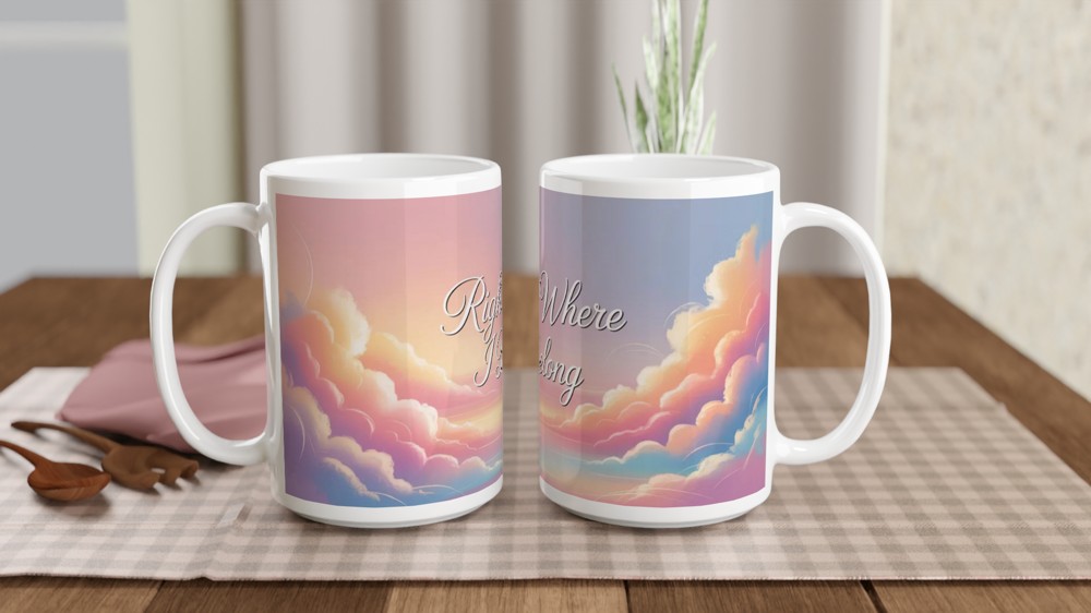 Right Where I Belong Pastel Cloud Sky Mug — view 2