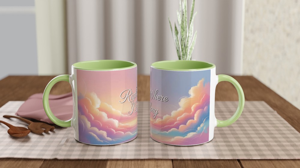 Right Where I Belong Pastel Cloud Sky Mug — view 5