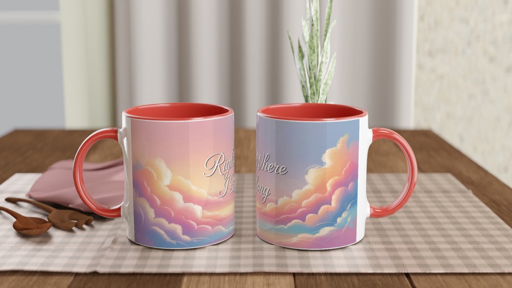 Right Where I Belong Pastel Cloud Sky Mug — view 7