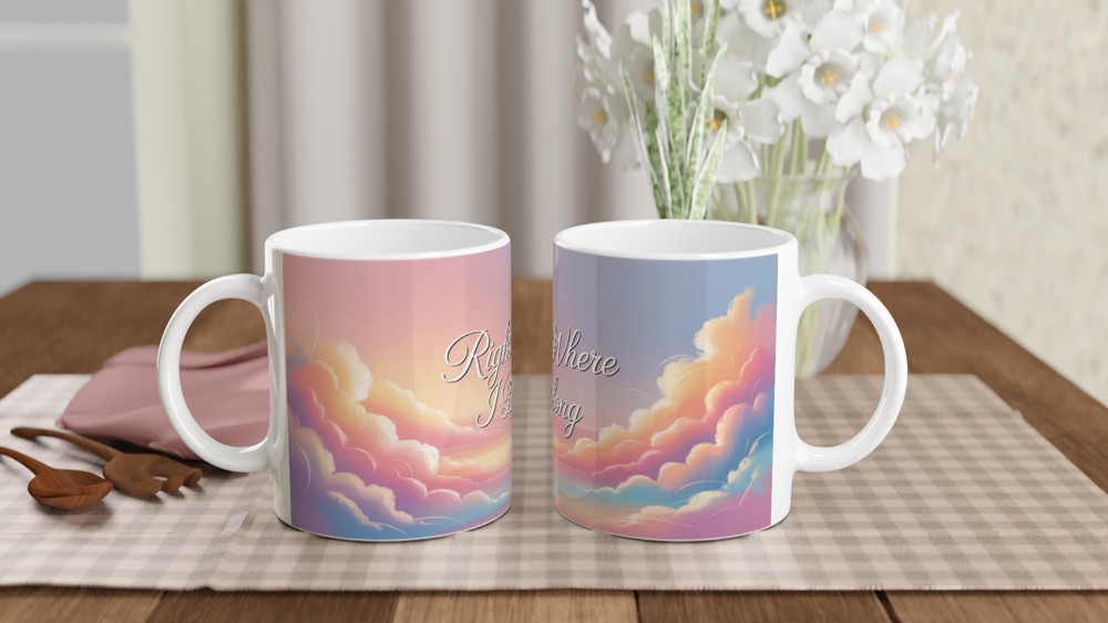 Right Where I Belong Pastel Cloud Sky Mug