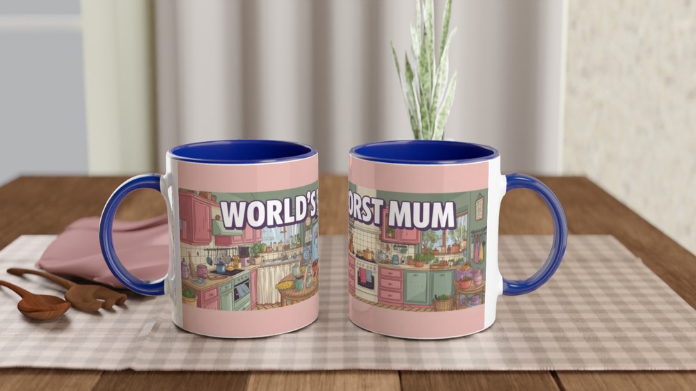World's Worst Mum - Funny Kitchen Illustration Mug — view 4