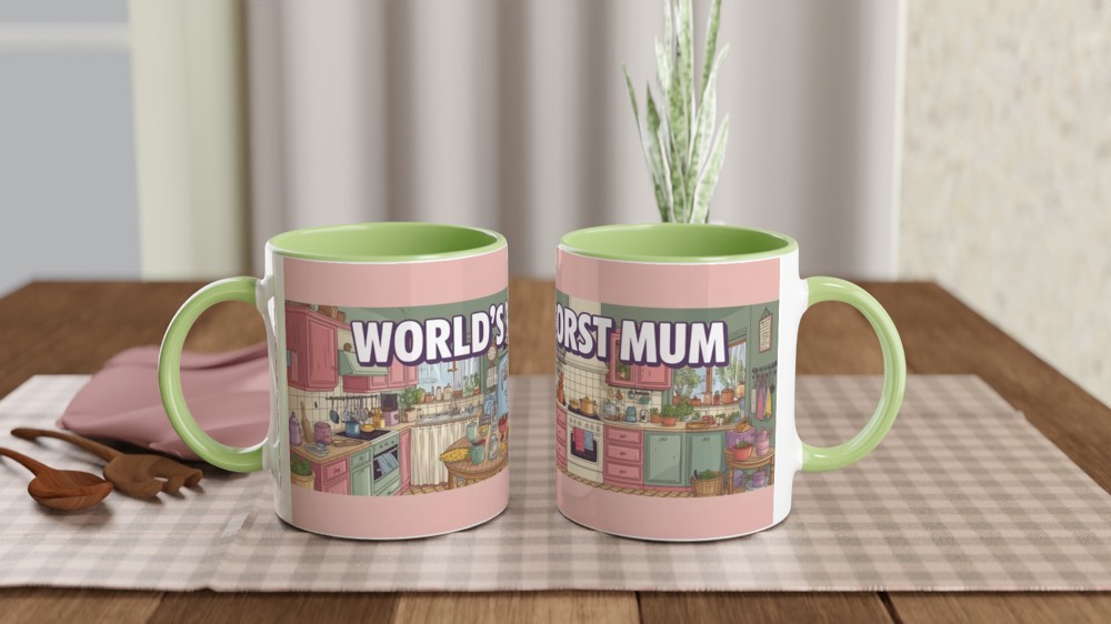 World's Worst Mum - Funny Kitchen Illustration Mug — view 5