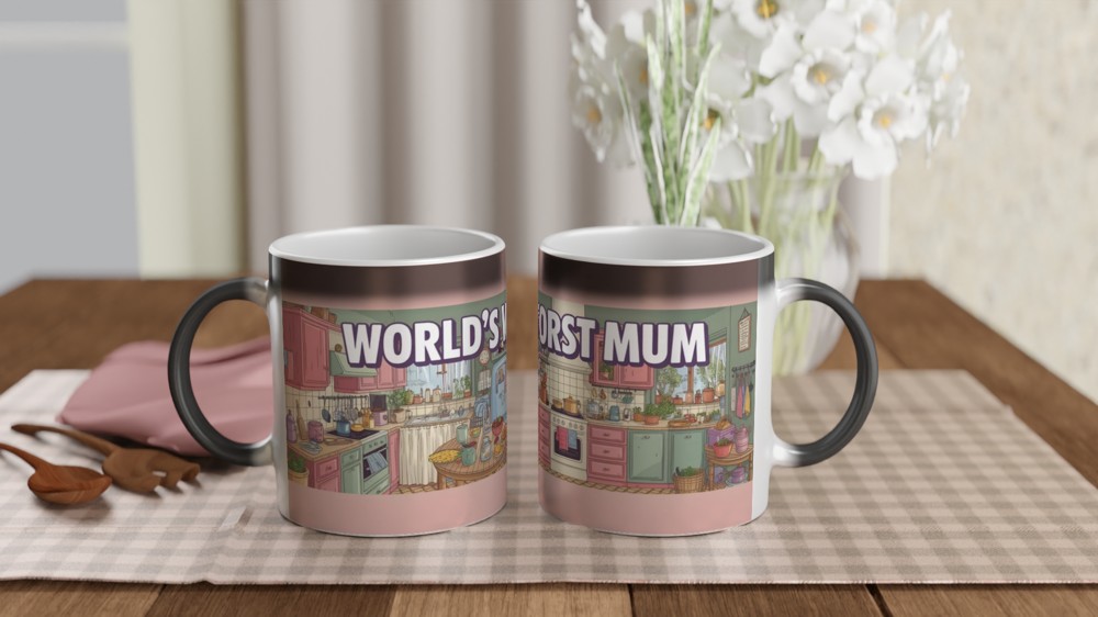 World's Worst Mum - Funny Kitchen Illustration Mug — view 3