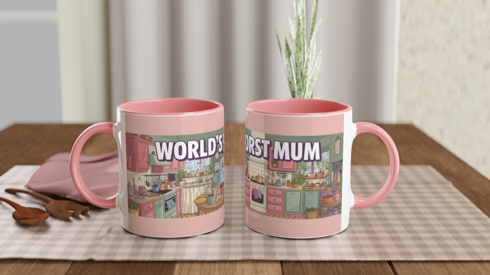 World's Worst Mum - Funny Kitchen Illustration Mug — view 6