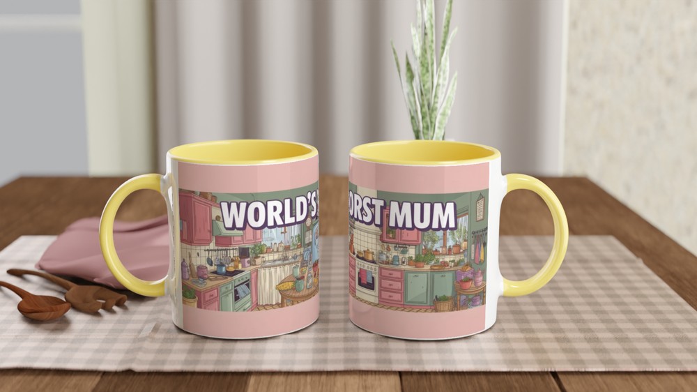 World's Worst Mum - Funny Kitchen Illustration Mug — view 8