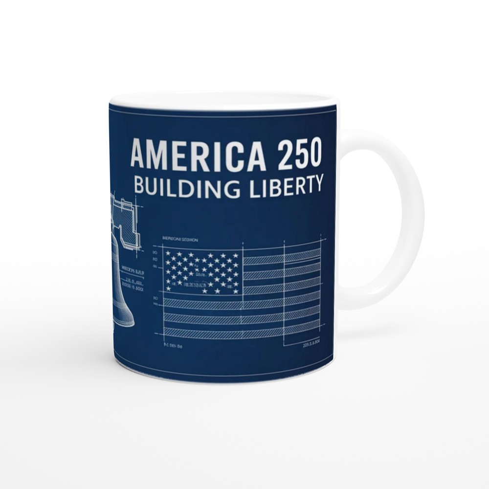 America 250 Building Liberty Blueprint Patriotic Mug — view 12