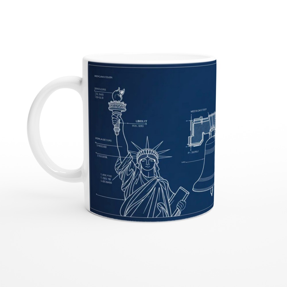 America 250 Building Liberty Blueprint Patriotic Mug — view 10