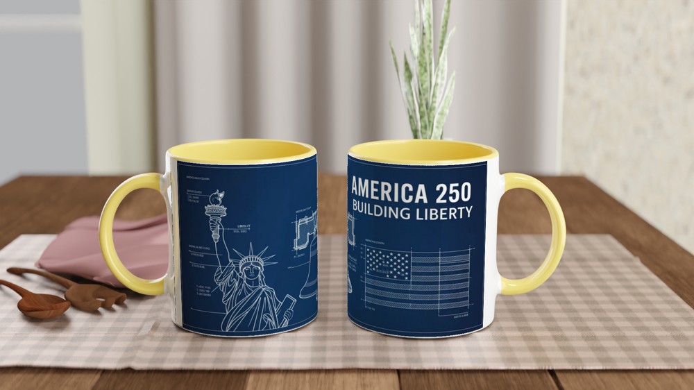 America 250 Building Liberty Blueprint Patriotic Mug — view 8