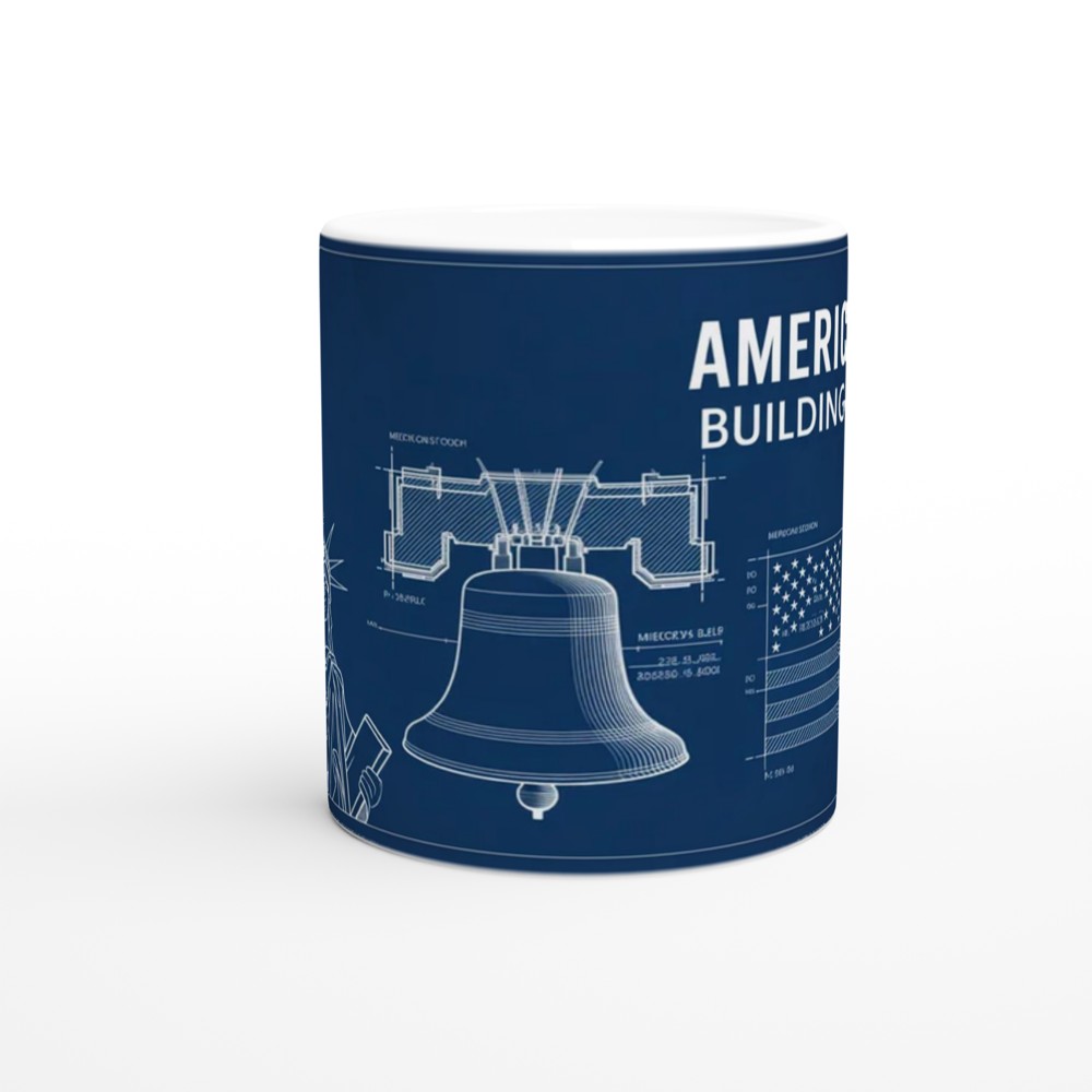 America 250 Building Liberty Blueprint Patriotic Mug — view 11