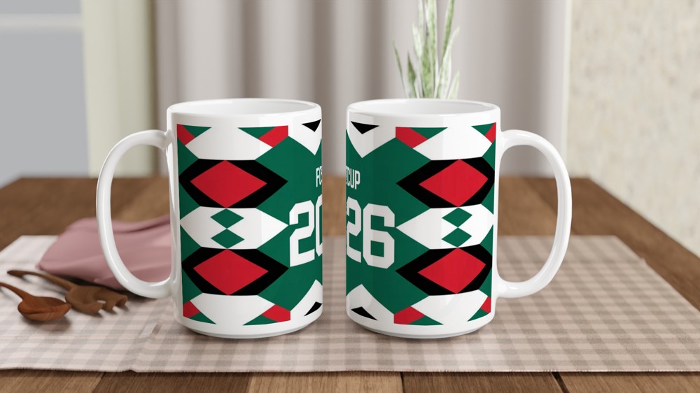 Retro 1990s Football Jersey Mug | Nineties Kit Design | Birthday Gift for Dad and Football Fans — view 2