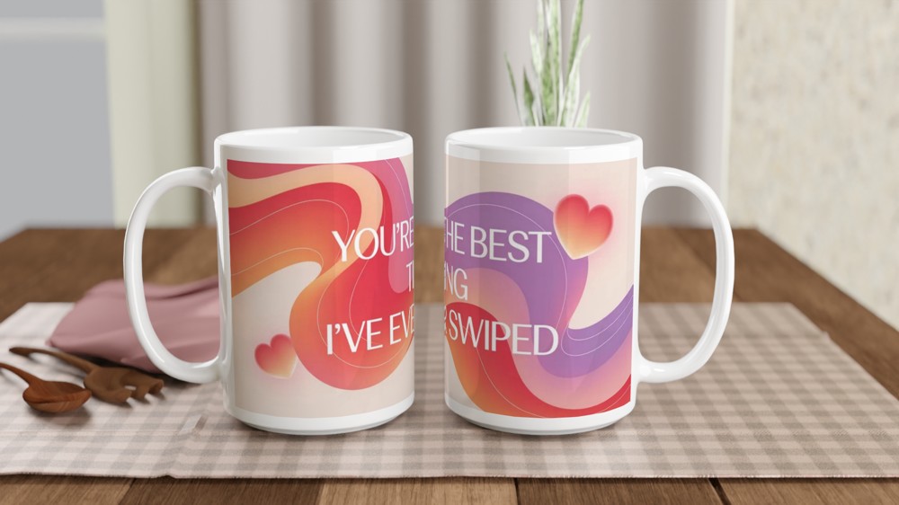 Valentine's Day Mug | Best Thing I've Ever Swiped | Funny Dating App Mug | Anniversary Gift for Boyfriend or Girlfriend — view 2