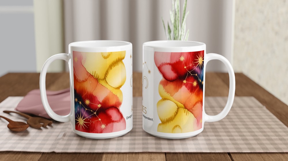 Aries Mug | Zodiac Star Sign Gift | Energetic Bold Independent Astrology Coffee Cup | Birthday Present for Her or Him — view 2