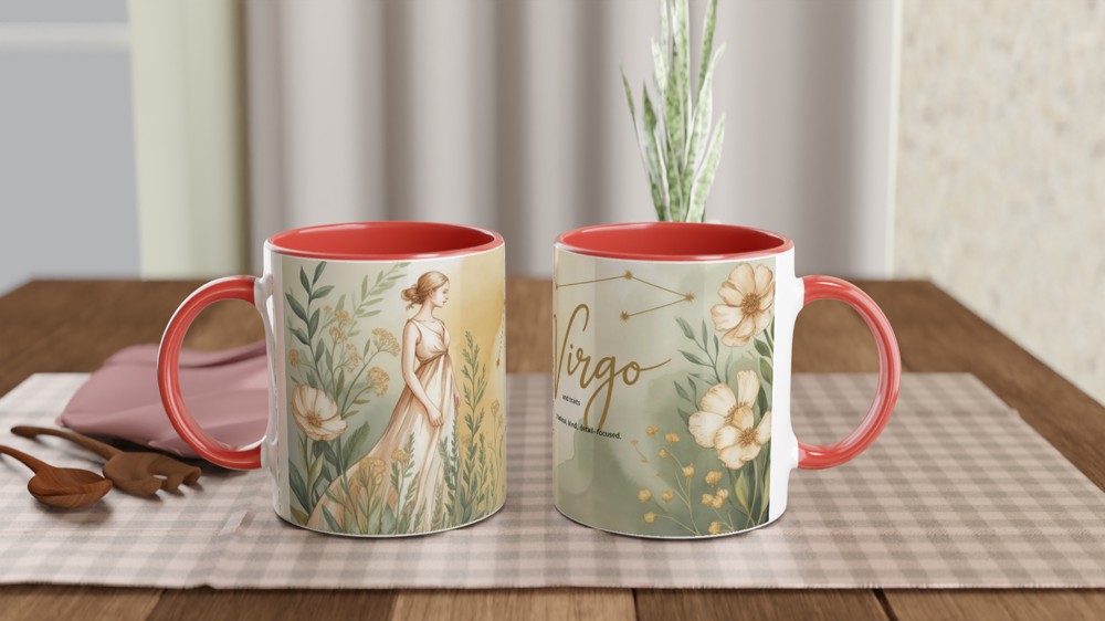 Virgo Zodiac Mug | Astrology Birthday Gift for Her | Watercolour Floral Star Sign Mug | Best Friend Present — view 7