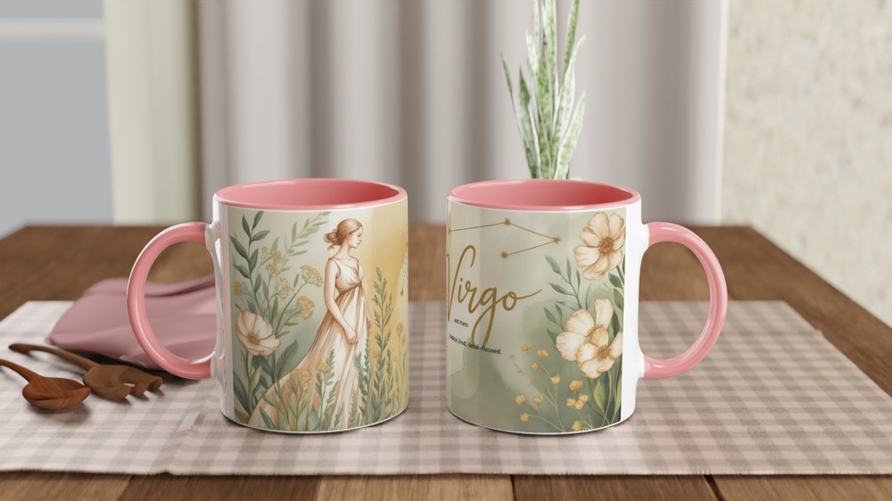 Virgo Zodiac Mug | Astrology Birthday Gift for Her | Watercolour Floral Star Sign Mug | Best Friend Present — view 6
