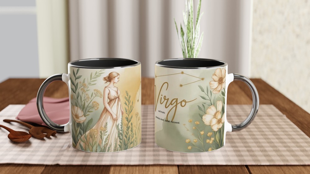 Virgo Zodiac Mug | Astrology Birthday Gift for Her | Watercolour Floral Star Sign Mug | Best Friend Present — view 9