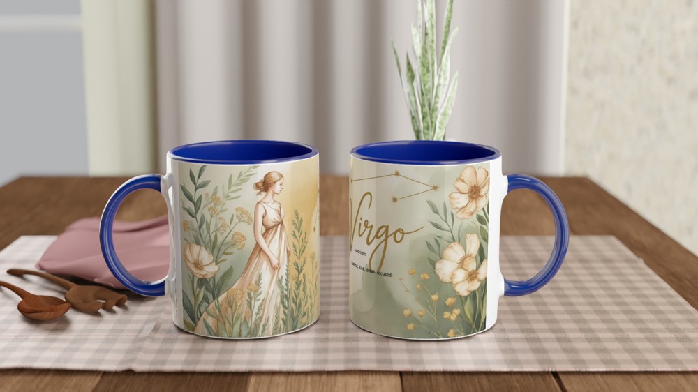 Virgo Zodiac Mug | Astrology Birthday Gift for Her | Watercolour Floral Star Sign Mug | Best Friend Present — view 4