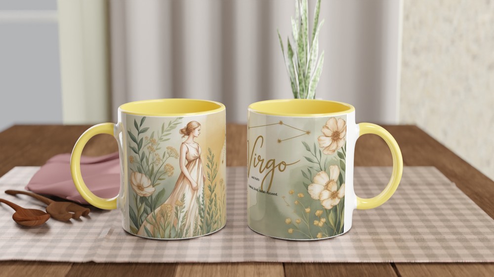 Virgo Zodiac Mug | Astrology Birthday Gift for Her | Watercolour Floral Star Sign Mug | Best Friend Present — view 8
