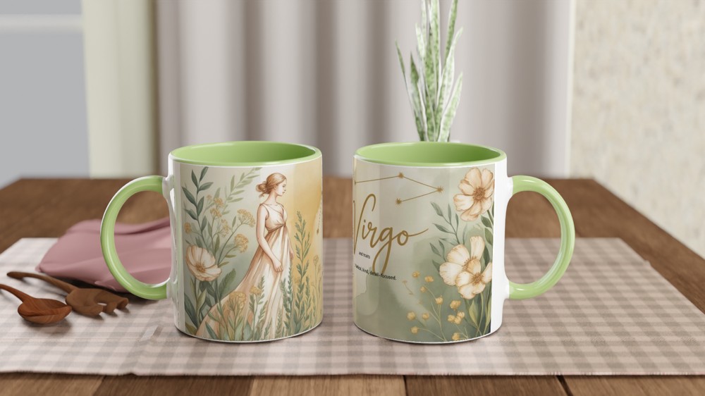 Virgo Zodiac Mug | Astrology Birthday Gift for Her | Watercolour Floral Star Sign Mug | Best Friend Present — view 5