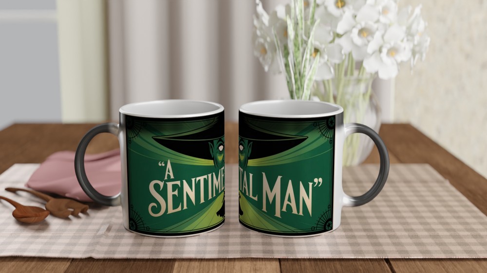 Wicked Musical Mug | A Sentimental Man Wizard Mask Design | Theatre Lover Gift | Broadway West End Fan Present — view 3