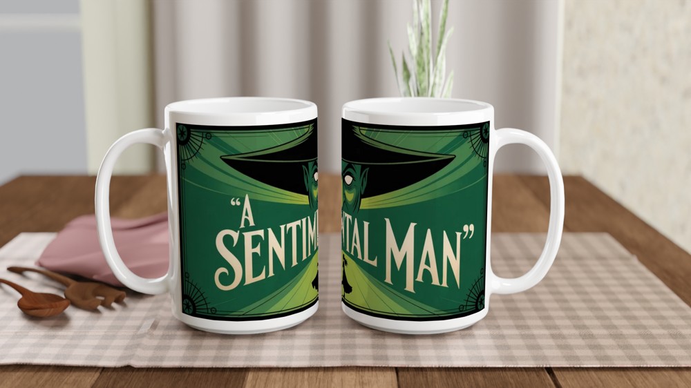 Wicked Musical Mug | A Sentimental Man Wizard Mask Design | Theatre Lover Gift | Broadway West End Fan Present — view 2