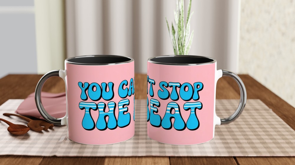 You Can't Stop The Beat Retro Typography Mug — view 9