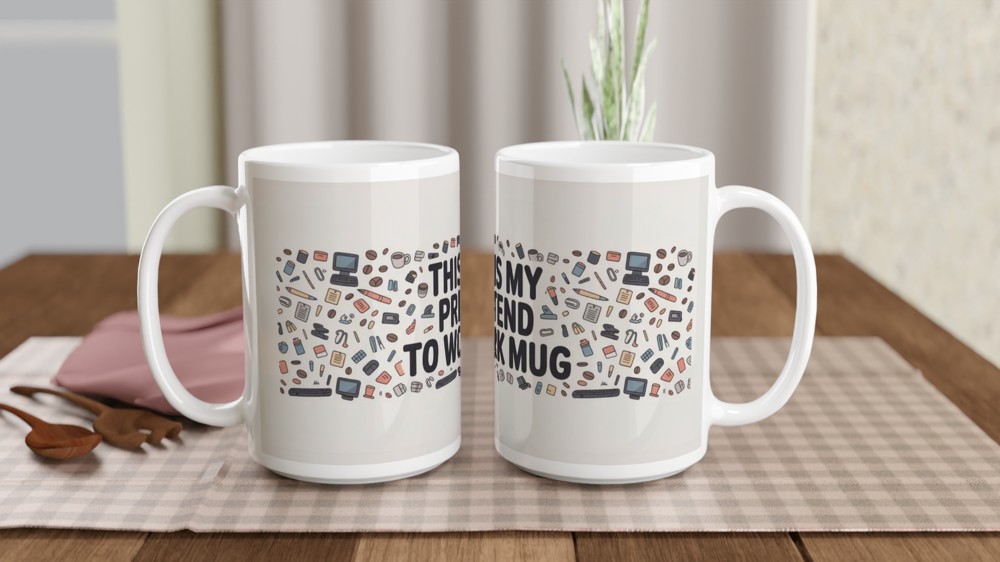 This Is My Pretend To Work Mug - Funny Office Doodle Design — view 2