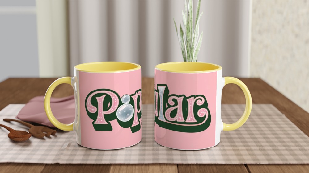 Popular Pink Sparkle Bubble Text Mug — view 8