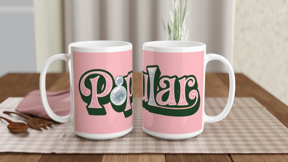 Popular Pink Sparkle Bubble Text Mug — view 2