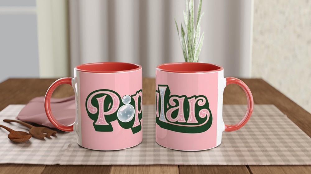 Popular Pink Sparkle Bubble Text Mug — view 7