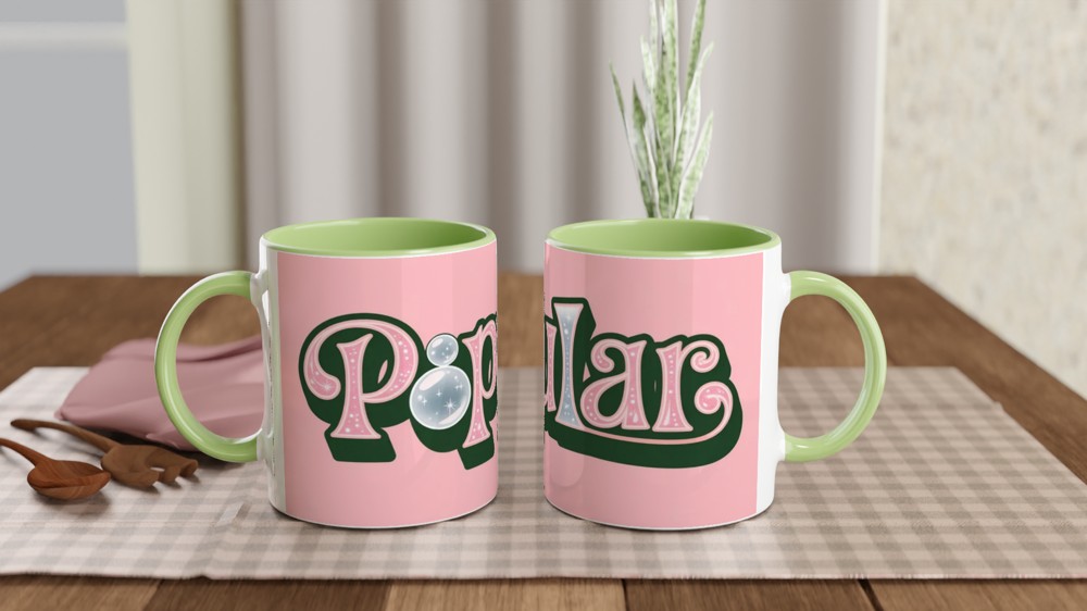 Popular Pink Sparkle Bubble Text Mug — view 5