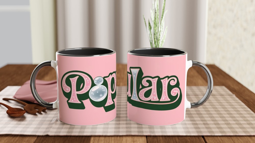 Popular Pink Sparkle Bubble Text Mug — view 9
