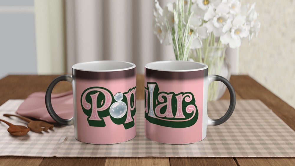 Popular Pink Sparkle Bubble Text Mug — view 3