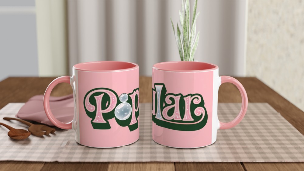 Popular Pink Sparkle Bubble Text Mug — view 6
