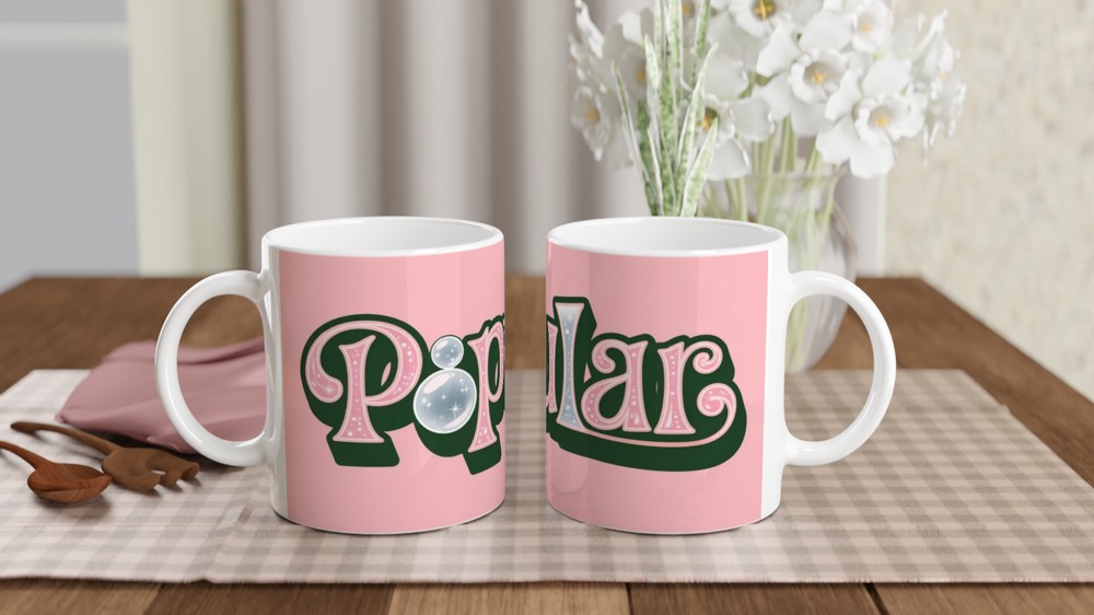 Popular Pink Sparkle Bubble Text Mug