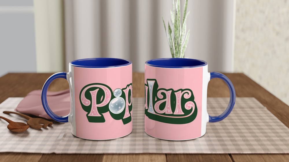 Popular Pink Sparkle Bubble Text Mug — view 4