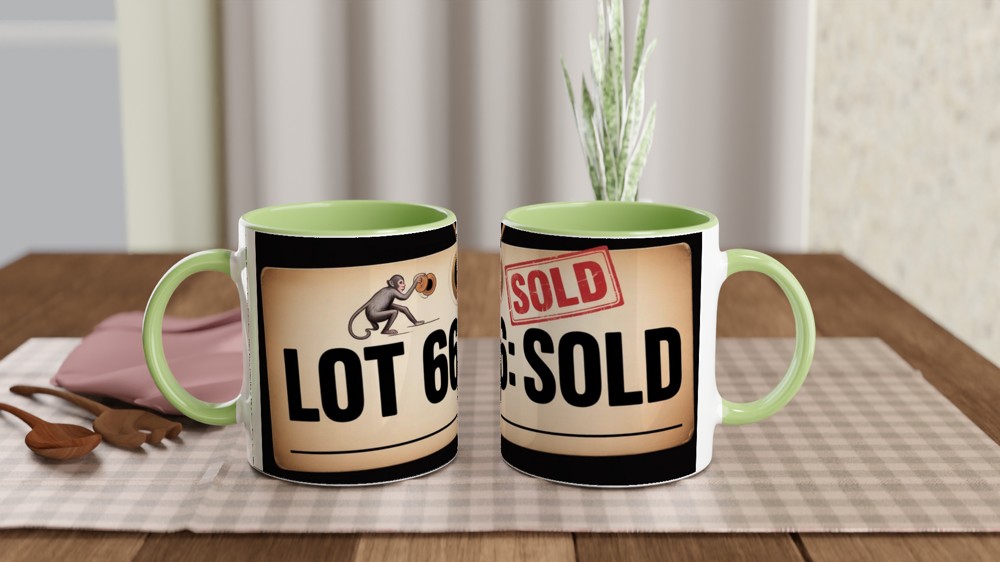Lot 666 Sold - Funny Auction Tag Monkey Mug — view 5