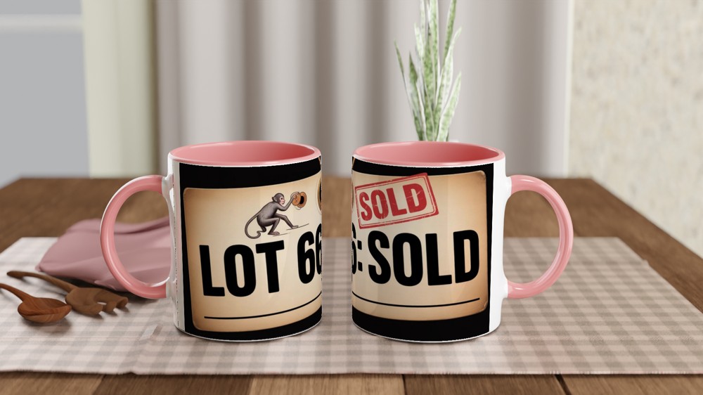 Lot 666 Sold - Funny Auction Tag Monkey Mug — view 6