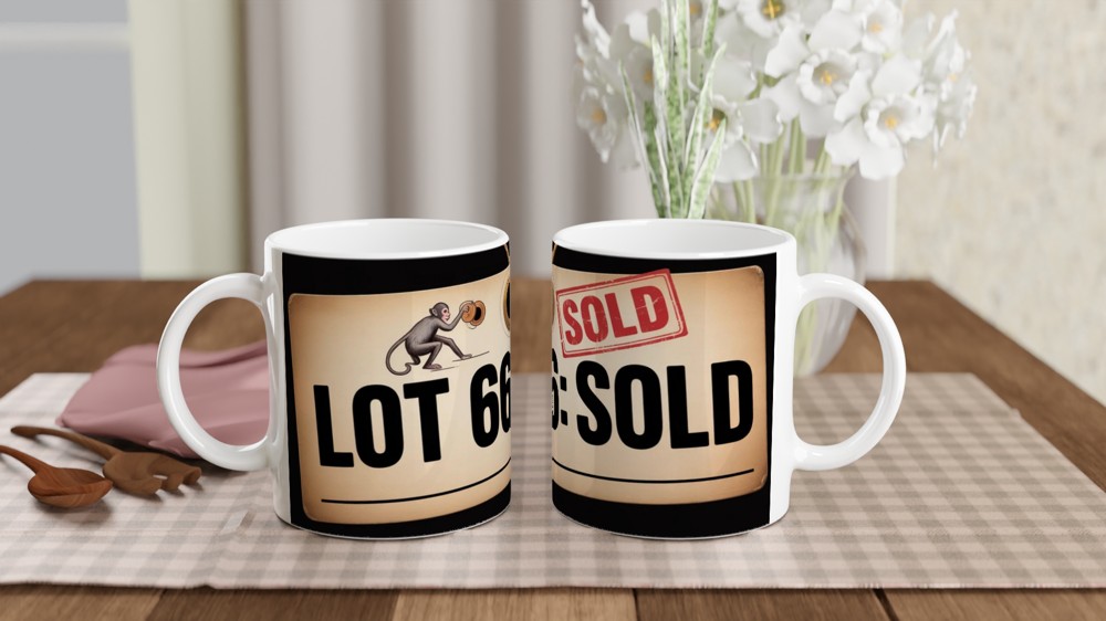 Lot 666 Sold - Funny Auction Tag Monkey Mug