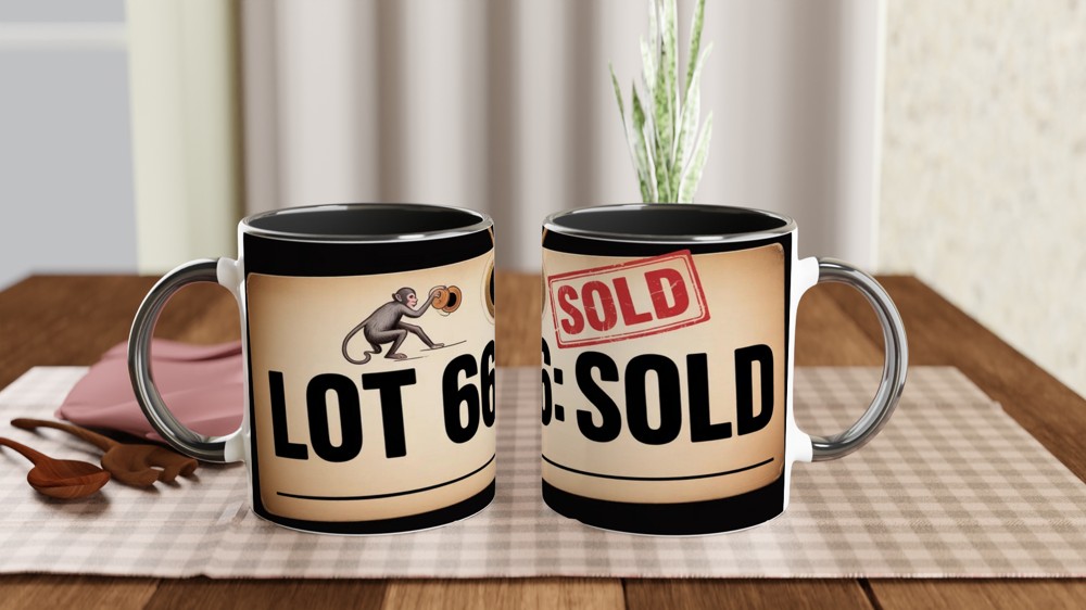 Lot 666 Sold - Funny Auction Tag Monkey Mug — view 9