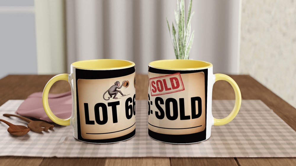 Lot 666 Sold - Funny Auction Tag Monkey Mug — view 8