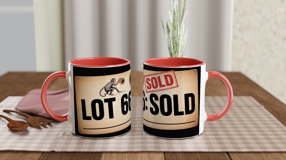 Lot 666 Sold - Funny Auction Tag Monkey Mug — view 7