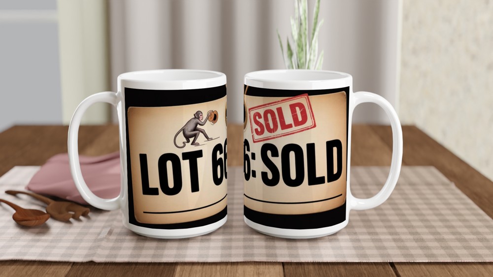 Lot 666 Sold - Funny Auction Tag Monkey Mug — view 2