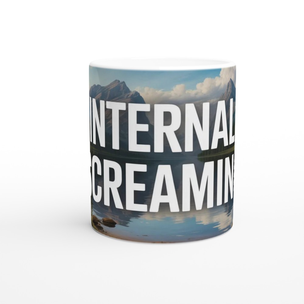 Internal Screaming Mug | Funny Office Humour Gift | Serene Mountain Lake Coffee Cup | New Job Leaving Present — view 11