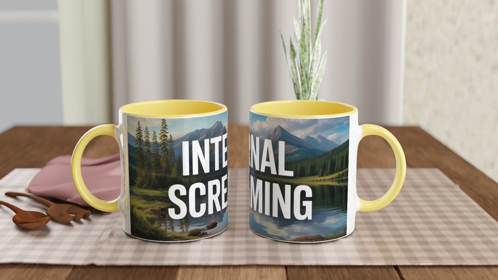 Internal Screaming Mug | Funny Office Humour Gift | Serene Mountain Lake Coffee Cup | New Job Leaving Present — view 8