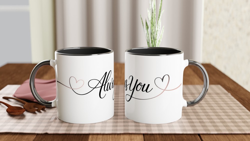 Always You Mug | Romantic Anniversary Gift | Minimalist Valentine's Present for Husband or Wife | Elegant Couple Coffee Cup — view 9