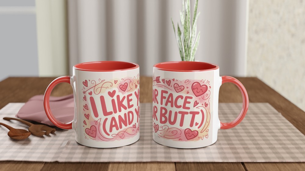 Funny Valentine Mug | I Like Your Face And Your Butt | Anniversary Gift for Boyfriend or Girlfriend | Cheeky Romantic Present — view 7
