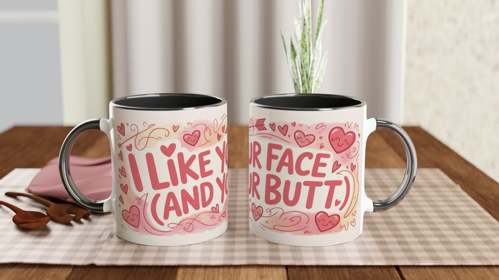 Funny Valentine Mug | I Like Your Face And Your Butt | Anniversary Gift for Boyfriend or Girlfriend | Cheeky Romantic Present — view 9